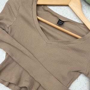 Shein | S Tan Long Sleeved Crop